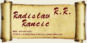 Radislav Rančić vizit kartica
